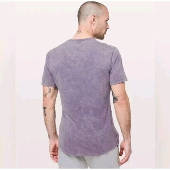 Lululemon Mens S T-Shirt Blue 5 Year Tee Acid Wash Curved Hem Mineral Wash Sz M - Picture 4 of 7